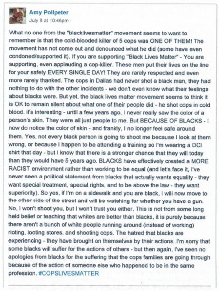 Amy Pollpeter Racist Rant